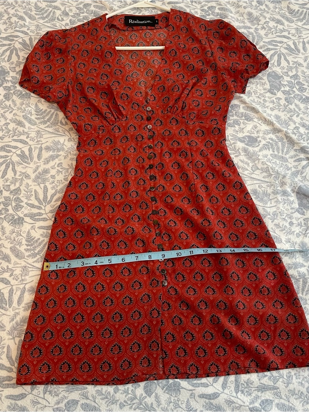 Réalisation Par The Cecile Red Floral Silk Mini Dress Size XS - Picture 12 of 15